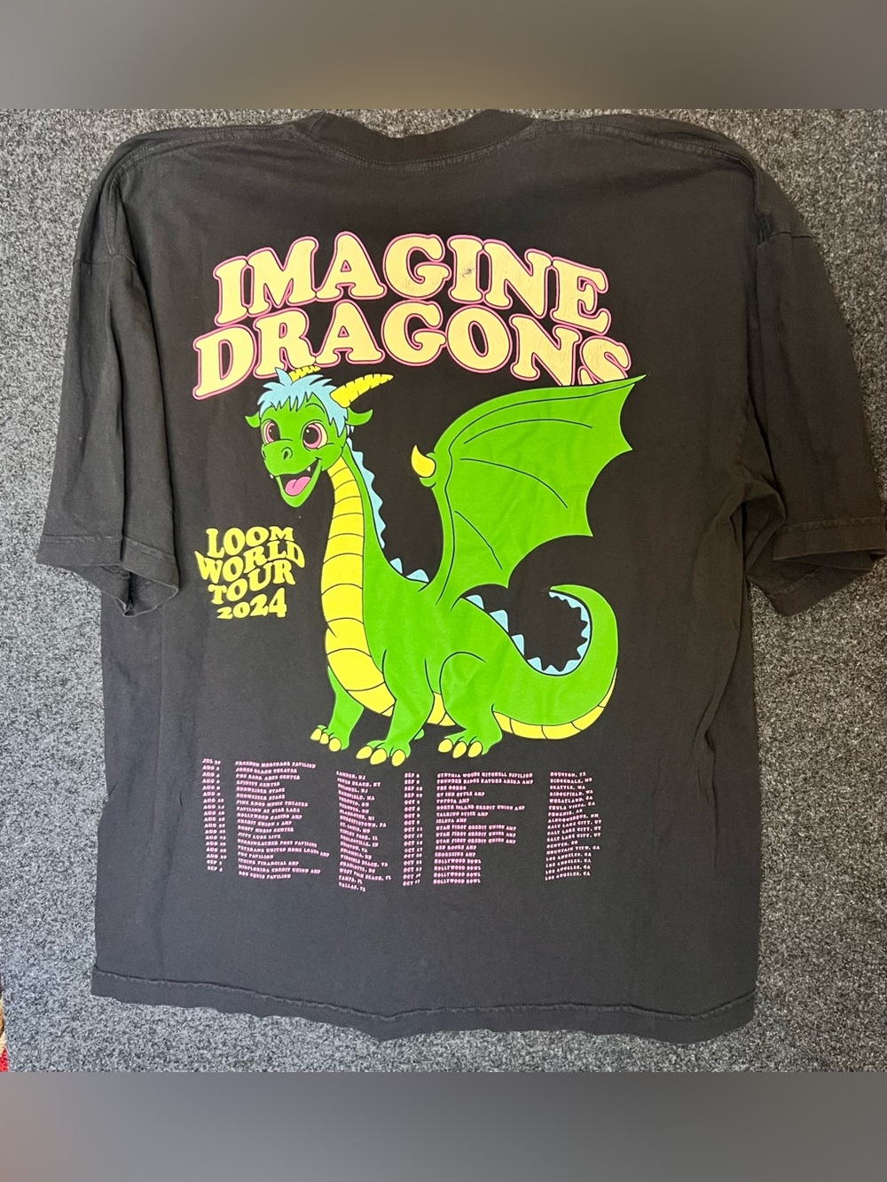 Adult Black Imagine Dragons concert tshirt Graphic T- Loom World Tour 2024 sz XL